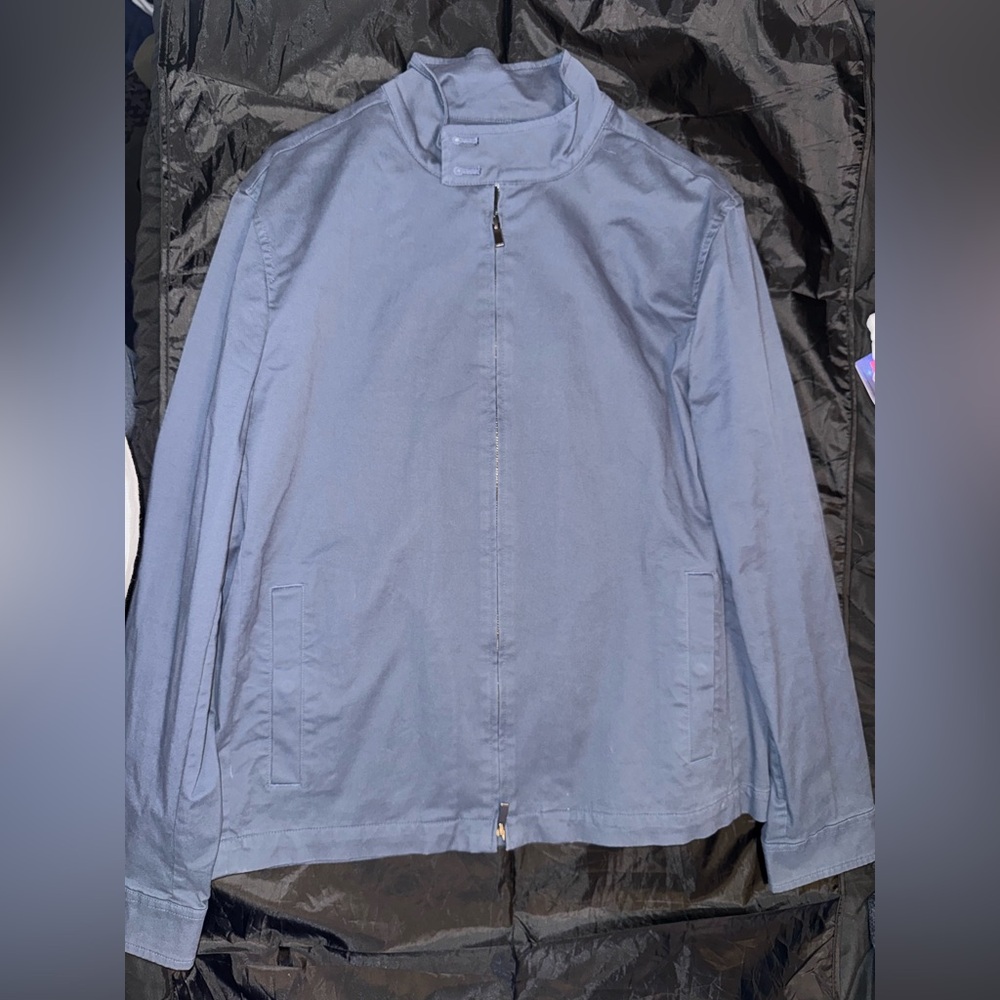 Express Men's Blue Racer Jacket - Large